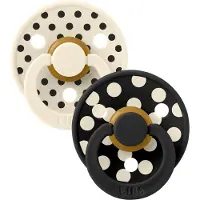 BIBS Colour Smokker - Str. 1 - Rund - 2-pack - Ivory/Svart - - 0-6 md - Smokk