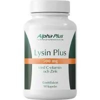 Alpha Plus Lysine Plus 500 mg Vegansk aminosyre 90 kapsler