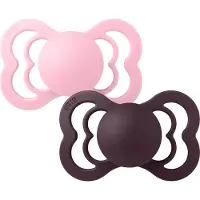 BIBS Supreme+ Smokker - Str. 2 - Symmetrisk - 2-pack - Baby Pink - - 6-18 md - Smokk