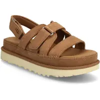 Ugg for woman. 1175122 Goldenstar Gleam leather sandals brown (40), Flat, Suede, Velcro, Casual