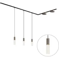 QAZQA Moderne skinnesystem svart med 3 pendellamper og 2 gunmetal taklamper 1-fase - Iconic Lloyd Pulley