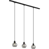 QAZQA Moderne skinnesystem svart med 3 pendellamper 1-fase - Iconic Lava