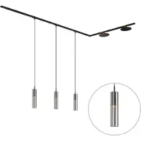 QAZQA Moderne skinnesystem svart med 3 pendellamper og 2 taklamper 1-fase - Iconic Lloyd Pulley