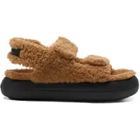 Moon Boot for woman. 80D2420020 Brown Shearling Leather Sandals (36), Flat, 1 to 3 cm, Velcro, Casual
