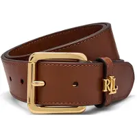 Ralph Lauren for woman. 412968765002 Leather belt with brown logo buckle (L), Casual