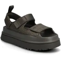 Ugg for woman. 1175311 GoldenGlow Embossed brown leather sandals (39), 3 to 5 cm, Velcro, Casual
