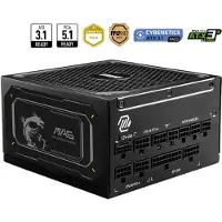 MSI MAG A1000GL PCIE5 II, 1000 W, 100 - 240 V, 50/60 Hz, Aktiv, 120 W, 999,6 W