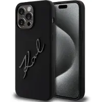Karl Lagerfeld Silikon Karl Script-etui for iPhone 15 Pro - svart