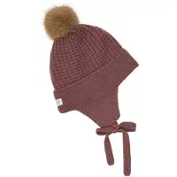 En fant Baby Lue Med Fuskepels Rose Taupe