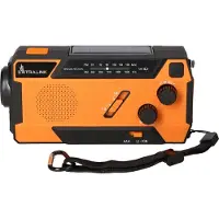 24hShop Nødradio 4000 mAh / beredskapsradio med sveiv og solcelle / AM/FM-radio med powerbank og lommelykt