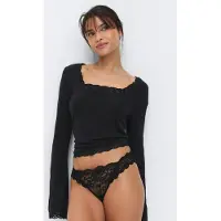 Gina Tricot  - 3-pack scallop lace thong - truser i 3-pack - Svart - XS - Dame