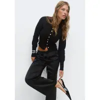 Gina Tricot  - Knitted loungewear cardigan - Cardigans & strikkejakker - Svart - XL - Dame
