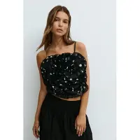 Gina Tricot  - Rose top - Singleter - Svart - XS - Dame