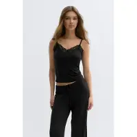 Gina Tricot  - Soft lace loungewear singlet - Singleter - Svart - M - Dame