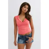 Gina Tricot - 14+ frill top - Topper - Oransje - M - Dame