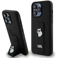 Karl Lagerfeld Gripstand Saffiano Choupette Pins-etui for iPhone 13 Pro Max - svart