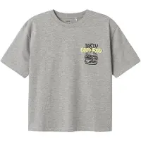 Name it T-skjorte - NkmTibilbo - Grey Melange m. Trykk - - 6 år (116) - T-skjorte