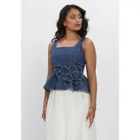 Y.A.S Yaselsie Peplum Denim Topp