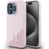 Karl Lagerfeld MagSafe-etui i silikon med metallskygge og initialer for iPhone 15 Pro Max Pink