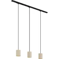 QAZQA Moderne skinnesystem med 3 pendellamper svart med beige 1-fase - Iconic Holt