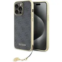 GUESS 4G Charms Collection-etui for iPhone 15 Pro Max - grå