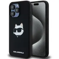 Karl Lagerfeld Choupette Head MagSafe-etui i silikon for iPhone 15 Pro Max - svart