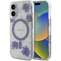 GUESS Resin Flowers Glitter Iphone 16 Telefondeksel