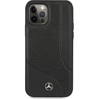 Mercedes Perforert lærveske for iPhone 12 Pro Max - svart