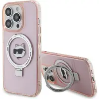 Karl Lagerfeld KLHMP15LHMRSCHP iPhone 15 Pro 6.1" Pink Hardcase with Choupette Ring Stand MagSafe