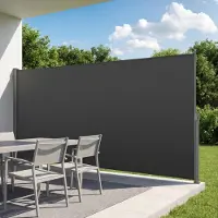Vevor uttrekkbar sidemarkise, 185 x 420 cm uttrekkbar sideskjerm til terrasse med 180 g/m² polyesterstoff, vanntett solskjerm utendørs personvernskjerm romdeler for hage, balkong, basseng, terrasse, g
