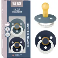 BIBS Colour Lysende smokker - Str. 2 - 2-pack - Rund - Petrol/De - - 6-18 md - Smokk
