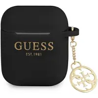 GUESS GUA2LSC4EK deksel til AirPods 1/2 - svart/svart silikon charm 4G Collection