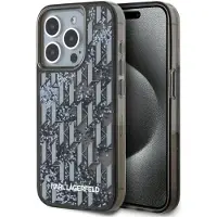 Karl Lagerfeld Liquide Liquide Glitter Monogram Gradient iPhone 15 Pro-etui - svart
