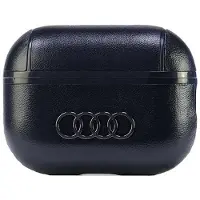 Audi AirPods Pro 2-etui i skinn med stort logo, svart/svart AU-APP2-GT/D3-BK