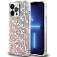 Hello Kitty IML Gradient Electrop Crowded Kitty Head-etui for iPhone 15 Pro - Rosa
