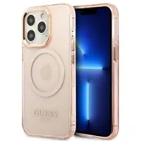 GUESS GUHMP13LHTCMP iPhone 13 Pro/13 6.1" Rosa/Rosa Hard Case Gold Outline Translucent MagSafe
