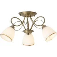 QAZQA Klassisk taklampe bronse med opalt glass 3 lys - Katarina