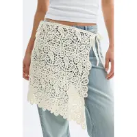Gina Tricot  - Knitted crochet apron skirt - Skjørt - Hvit - S - Dame
