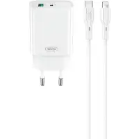 XO CE30 hurtiglader 30W – USB-C PD / USB-vegglader med Lightning-kabel