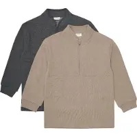 Minymo Sweatshirts - 2-pack - Halv glidelås - Fossil - - 4 år (104) - Collegegenser