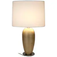 Holländer Bordlampe OMEGA OVAL, gull/hvit, høyde 65 cm, keramikk, E27