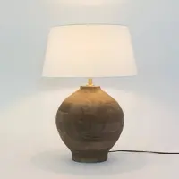 Holländer Bordlampe SORATTE, natur/ecru, høyde 48 cm, mangotre, E27