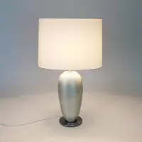 Holländer Bordlampe OMEGA OVAL, sølv/hvit, høyde 65 cm, keramikk, E27