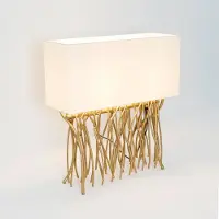Holländer Bordlampe CAPRI, gull/ekru, høyde 51 cm, metall, 2 x E14