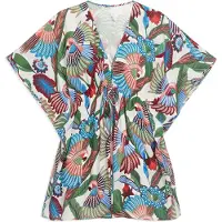 Gisela Tropical Print Caftan Kort Ermet Kjole