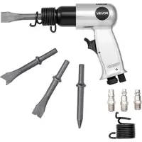 Vevor Lufthammer, 4500 BPM Pneumatisk Hammer med 40 mm Slaglengde og 4 stk. Meisler Rundt Skaft, Lett og Kompakt Luftmeisel Pneumatisk Spadeverktøy for Kutting, Stansing, Skraping
