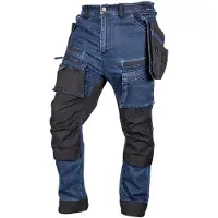 Neo Tools Arbeidsbukser jeans i mørkeblå med forsterkning i Cordura, avtakbare lommelapper, XXL