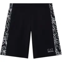 EA7 for boy. 7B000305_AF13512 Black Visibility pure cotton Bermuda shorts (16Años= 168cm), Casual, children's fashion