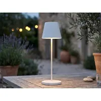 FH Lighting LED-bordlampe batteri Cosenza 2.0 34cm sandhvit