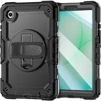Tech-Protect Samsung Galaxy Tab A9/A11 Solid360 Hybrid-deksel med stropp - Svart